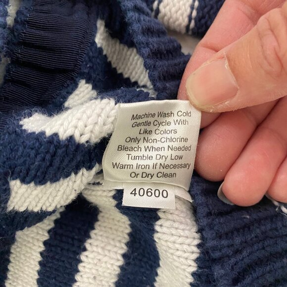 Garnet Hill Striped Sweater w/Button Decoration Size Small Nautical Navy White - Picture 12 of 12